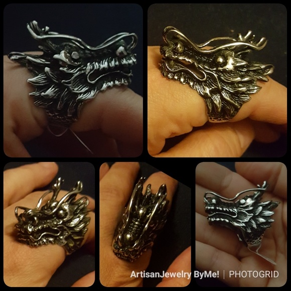 AmazingLgDragonRingHandmadeTibetenSilverStainless